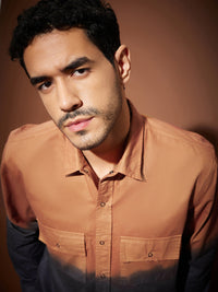 Thumbnail for Lyush Men Orange & Dark Grey Ombre Shirt - Distacart