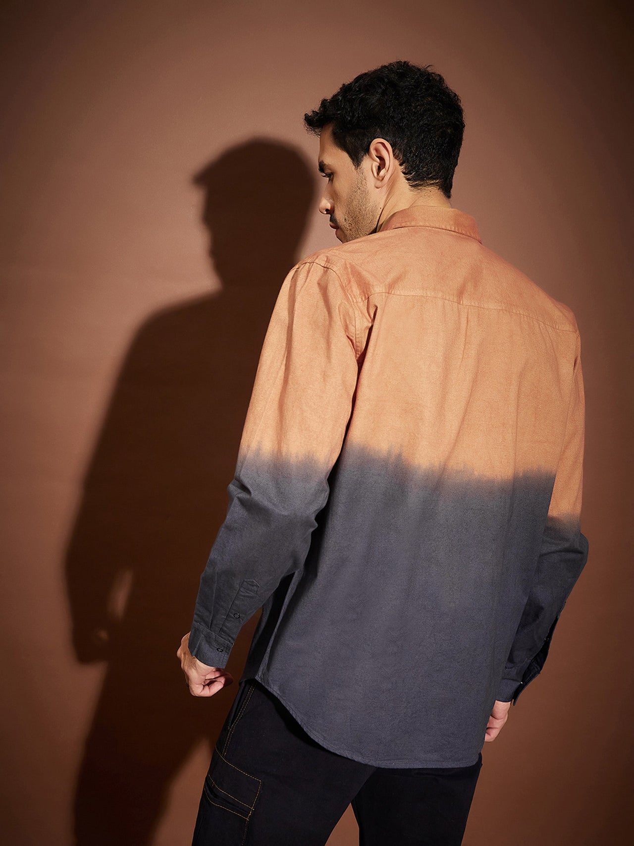 Lyush Men Orange & Dark Grey Ombre Shirt - Distacart