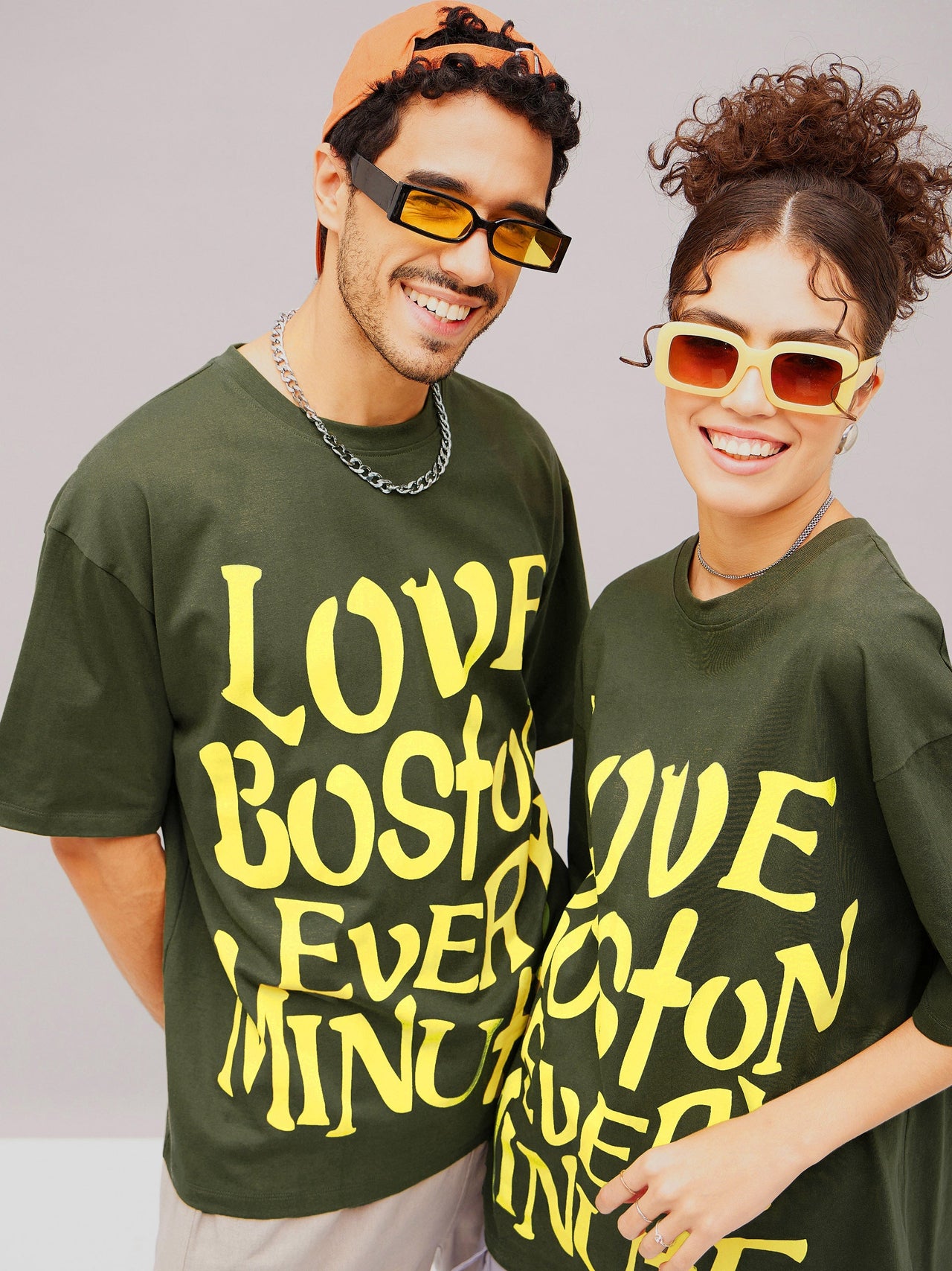Lyush Olive LOVE BOSTON Oversized T-Shirt - Distacart