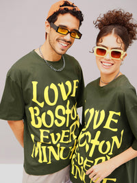 Thumbnail for Lyush Olive LOVE BOSTON Oversized T-Shirt - Distacart