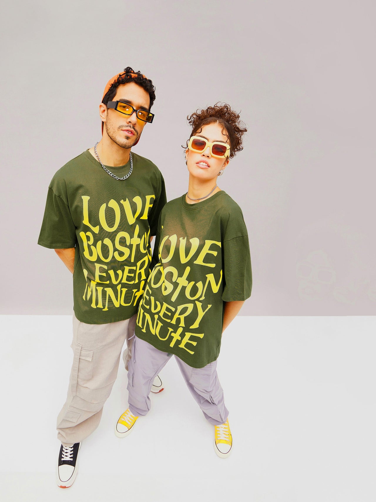Lyush Olive LOVE BOSTON Oversized T-Shirt - Distacart