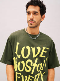 Thumbnail for Lyush Olive LOVE BOSTON Oversized T-Shirt - Distacart
