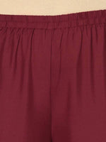 Thumbnail for Aniyah Rayon Maroon Color Block Print Flared Slip-On Palazzo (AN-183K)