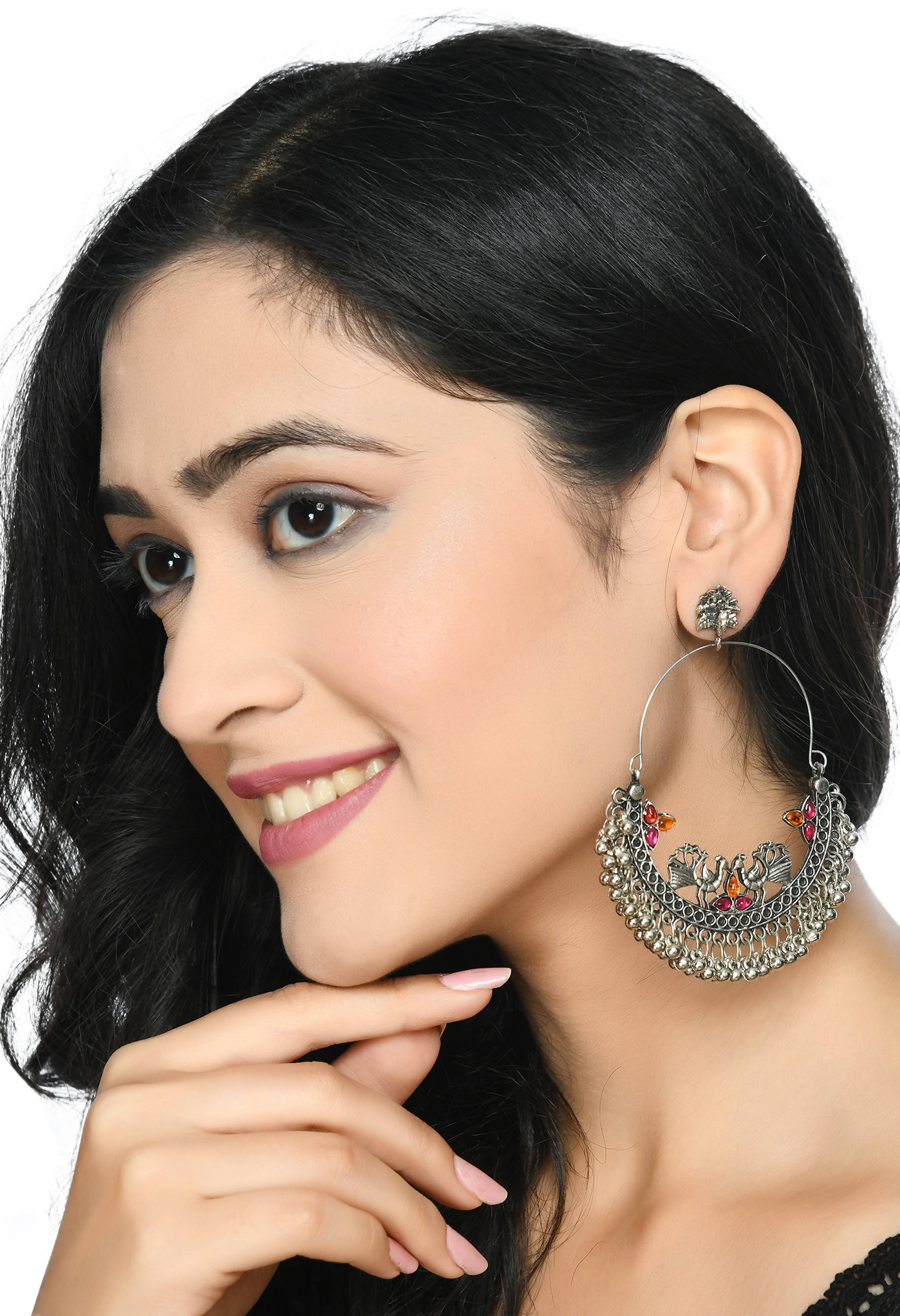 Mominos Fashion Johar Kamal Peacock Design Chandbali Earrings - Distacart