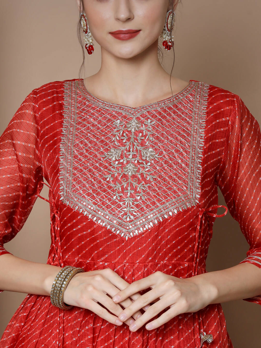 Myshka Women's Red Anarkali Kurta - Distacart
