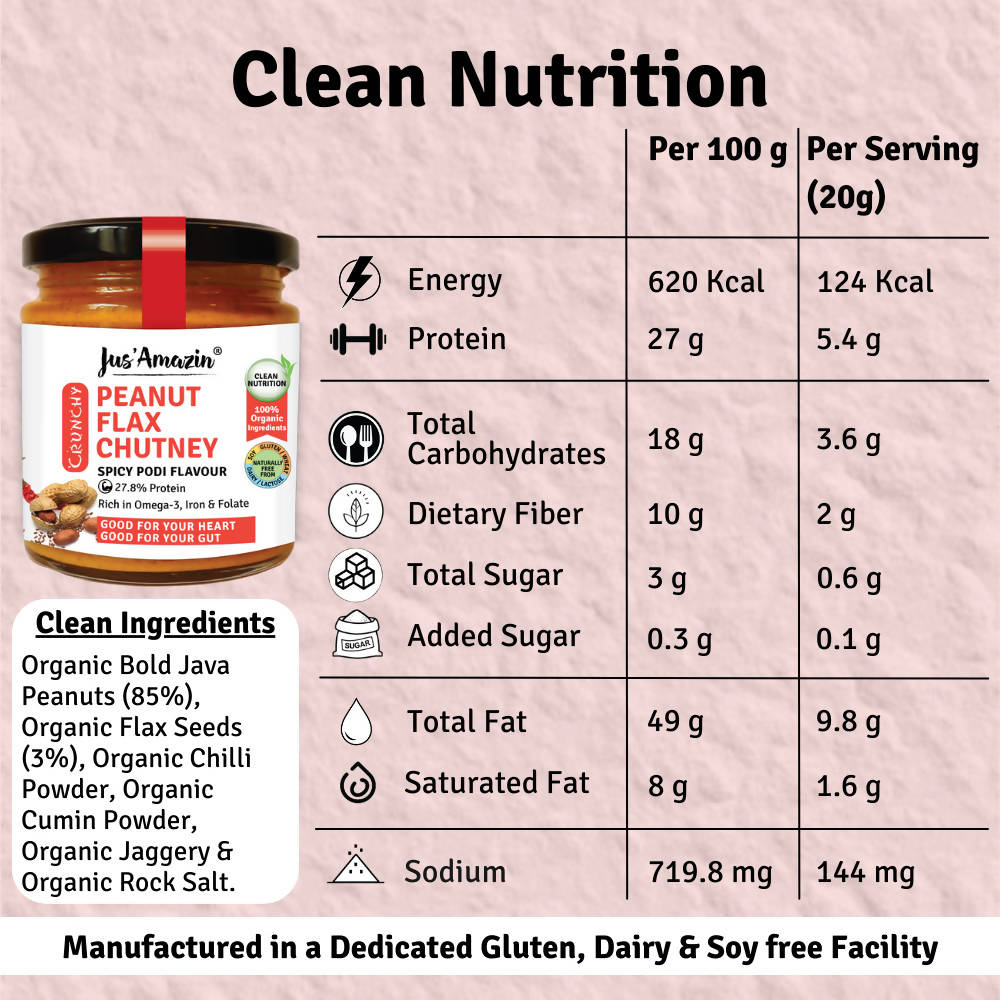 Jus Amazin Peanut Flax Chutney - Distacart