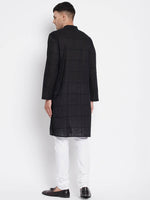 Thumbnail for Even Apparels Pure Cotton Men's Kurta in Black Color With Band Collar - Distacart