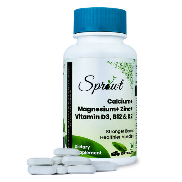 Sprowt Calcium Magnesium Zinc Vitamin D3, B12 & K2 Tablets - Distacart