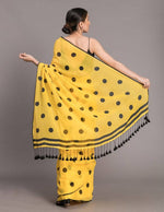 Thumbnail for Suta Yellow and Black Polka Printed Pure Cotton Saree - Distacart