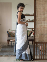 Thumbnail for Suta White Woven Design Cotton Blend Saree - Distacart