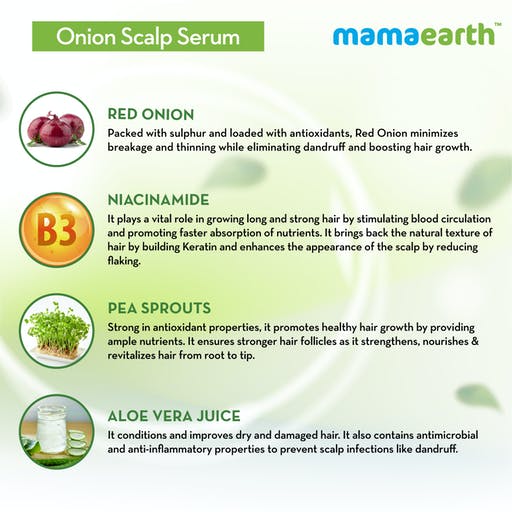 Mamaearth Onion Scalp Serum For Healthy Hair Growth Ingredients