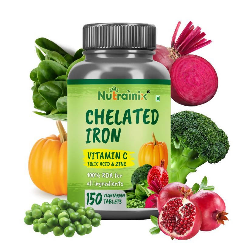 Nutrainix Chelated Iron Vitamin C Folic Acid & Zinc Tablets