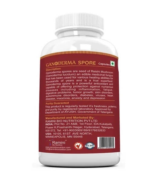 Ramini Bio Nutrition Ganoderma Spore 400mg Veg Capsules - Distacart