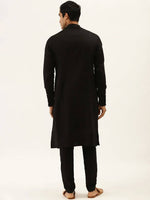 Thumbnail for Manyavar Men Black Solid Kurta with Pyjamas - Distacart