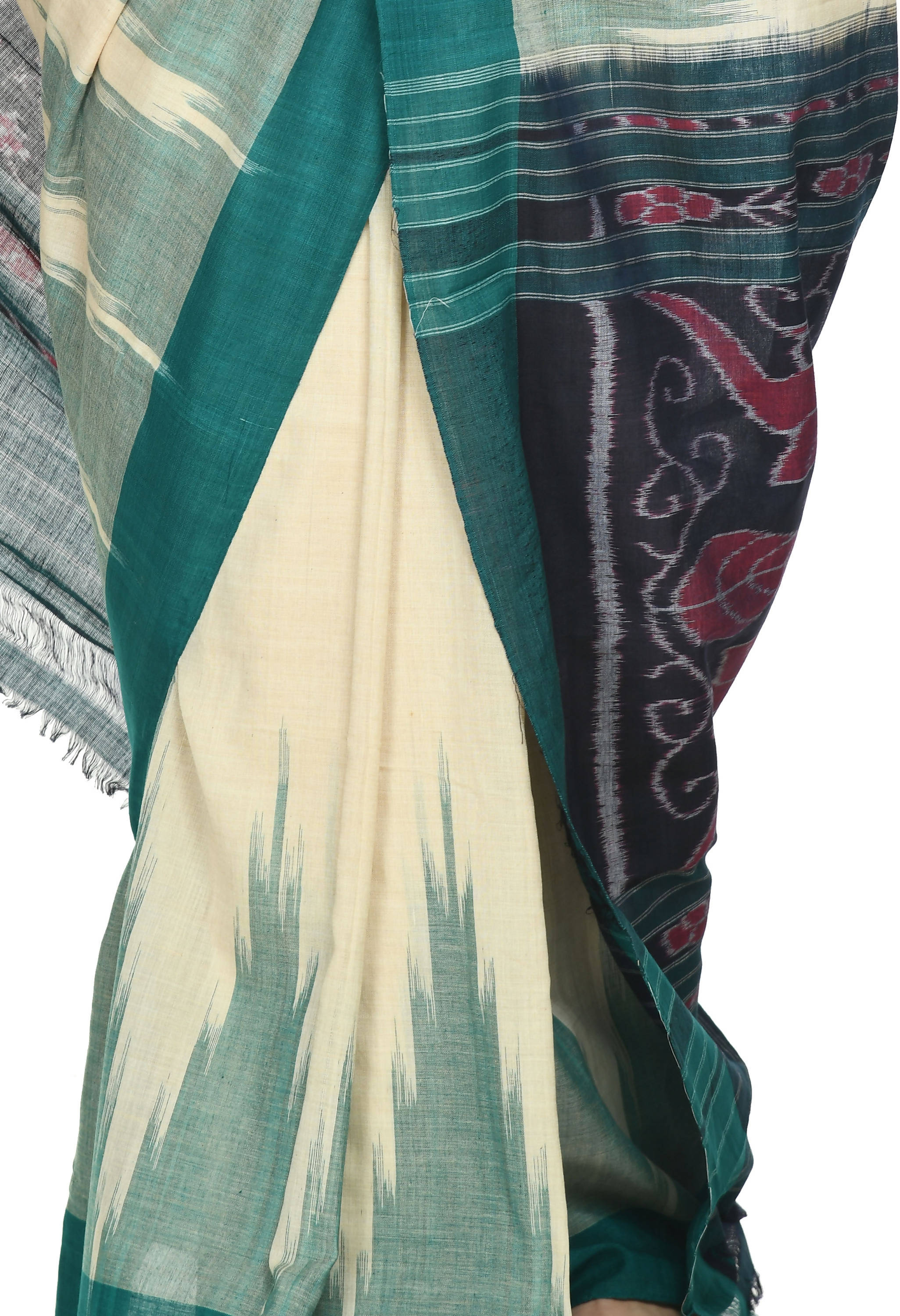 Vamika Sambalpuri Ikat Cotton Kargil Tsrite & Green Saree - Distacart