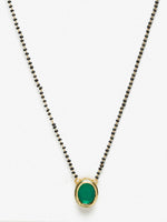 Thumbnail for Gold-Plated Black Beaded Green Kundan Studded Handcrafted Mangalsutra - Ruby Raang - Distacart