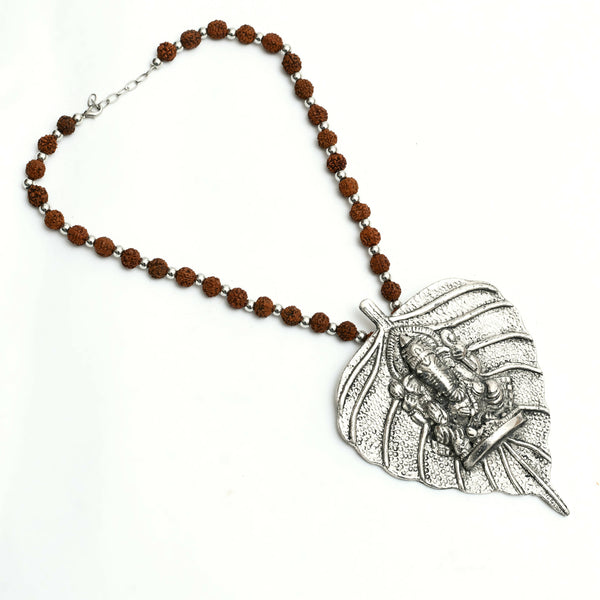 Mominos Fashion Johar Kamal Oxidised Silver-Plated Brass Finish Ganesha Long Necklace For Women - Distacart