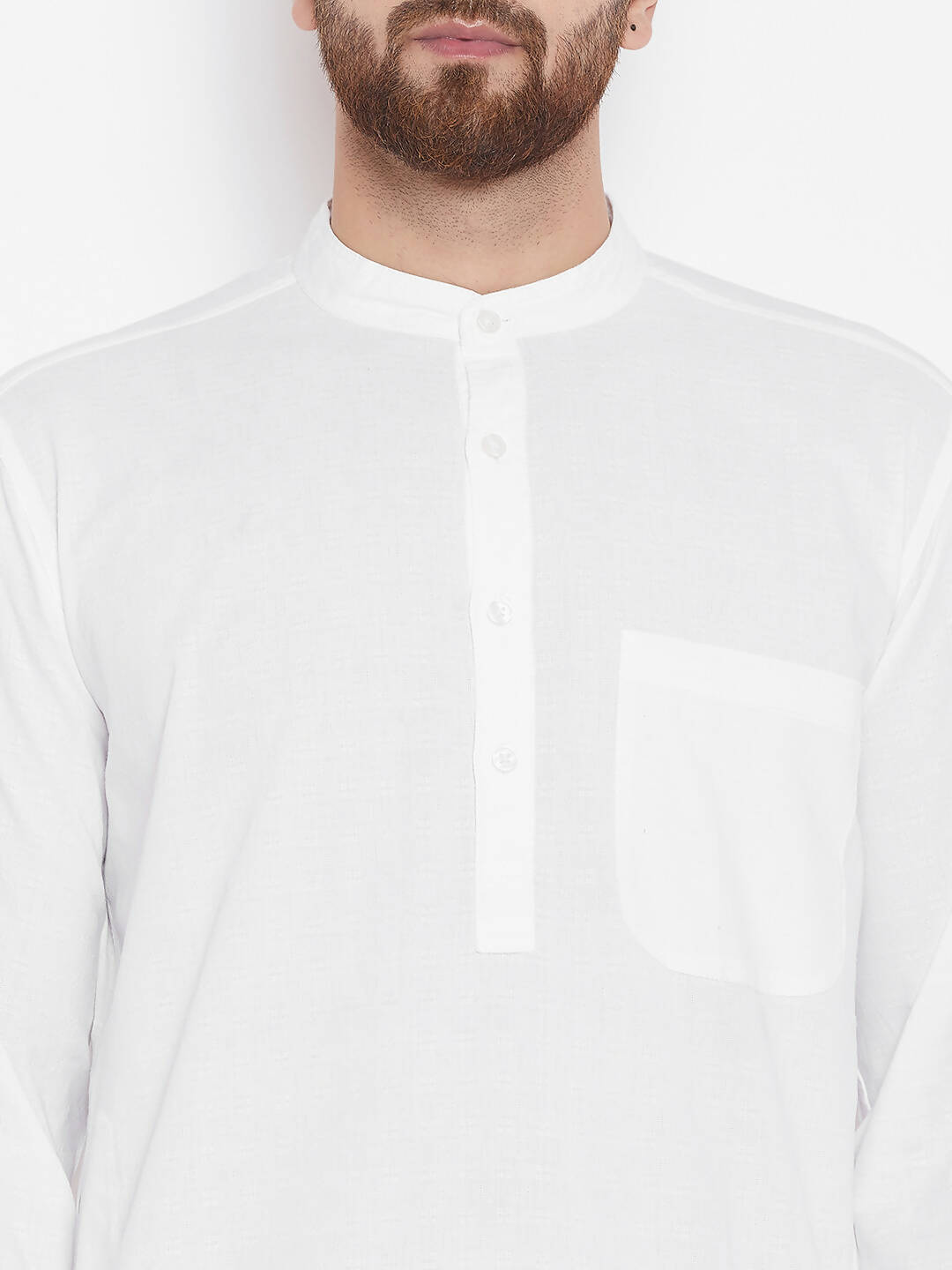 Even Apparels White Color Pure Cotton Band Collar Men's Kurta - Distacart