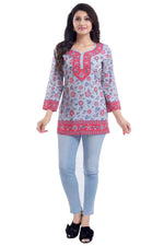 Thumbnail for Snehal Creations Ash Gray Faux Crepe Short Kurti Tunic