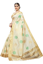Thumbnail for Vamika Cream Cotton Polyester Silk Weaving Saree