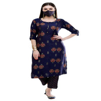Thumbnail for Lagi Women's Blue Printed Straight Kurta & Pant (MC38B)