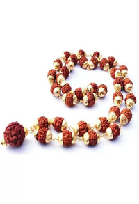 Thumbnail for Mominos Fashion Joharkamal Gold-Plated Statement Rudraksha Mala Long Necklace (Golden) - Distacart