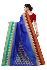 Thumbnail for Vamika Blue & Brown Linen Jari Border Saree (GUNJAN BLUE) - Distacart