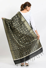 Thumbnail for Mominos Fashion Moeza Women's Banarsi Silk All Over Woven Design Black Dupatta - Distacart