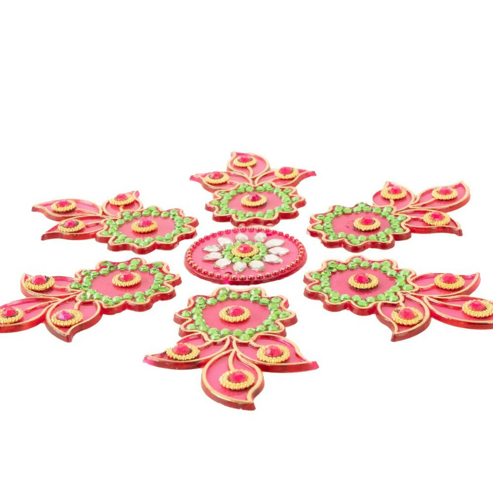 Kundan HandiKrafts Designer Flowed Rangoli Pink (Baby) - Distacart