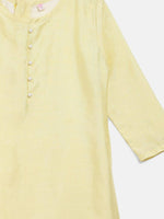 Thumbnail for Ahalyaa Yellow Poly Silk Kids Kurta Pant With Dupatta For Girls - Distacart