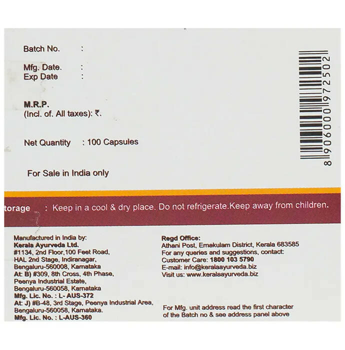 Kerala Ayurveda RG Plus Capsules - Distacart