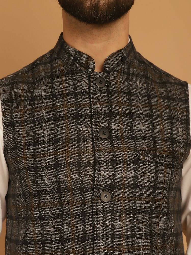 Even Apparels Pure Wool Nehru Jacket - Grey - Distacart