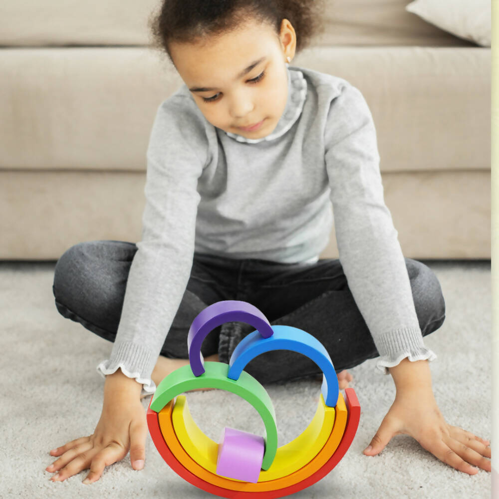 Matoyi Rainbow Colored Bowling Pin And Stacker Combo - Distacart