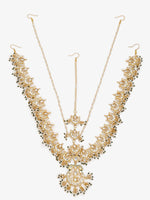 Thumbnail for Gold-Plated White Kundan-Studded Beaded Maharani Matha Patti - Ruby Raang - Distacart
