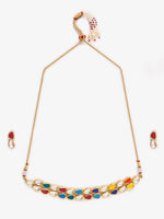 Thumbnail for Multioloured Kundan Studded Choker Jewellery Set - Ruby Raang - Distacart