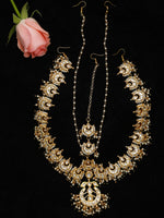 Thumbnail for Gold-Plated White Kundan-Studded Beaded Maharani Matha Patti - Ruby Raang - Distacart