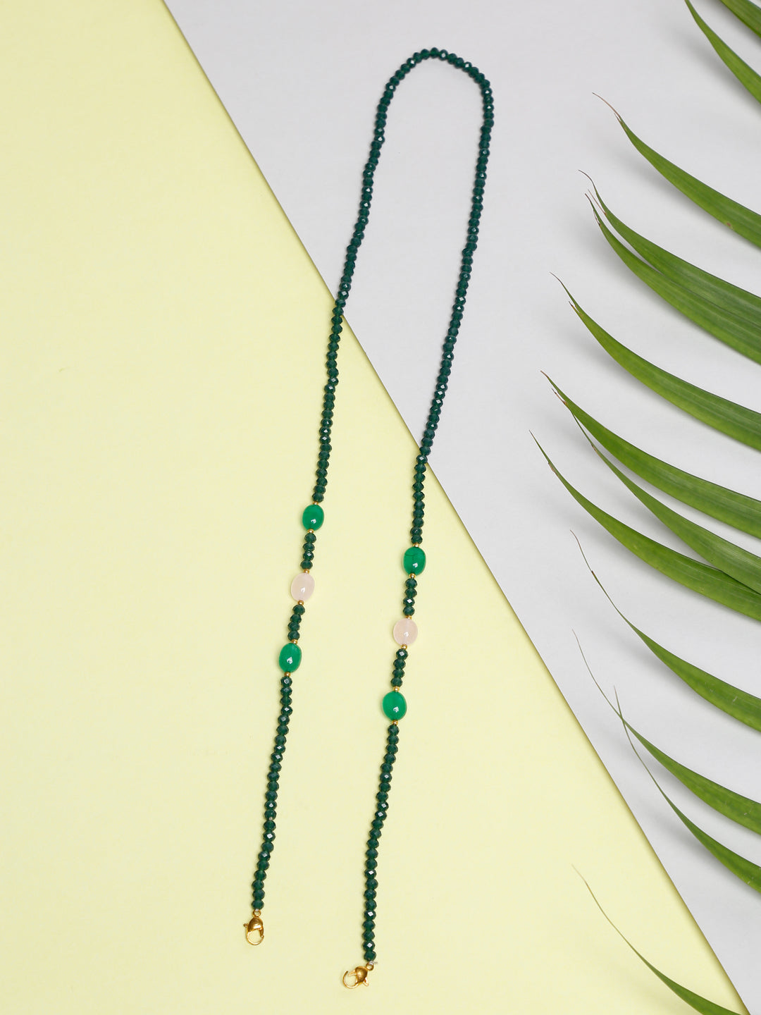 Stone And Gold Plated Mask Chain - Ruby Raang - Distacart