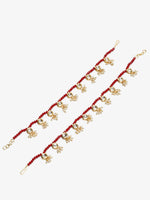 Thumbnail for Women's Set Of 2 Red Anklets - Ruby Raang - Distacart