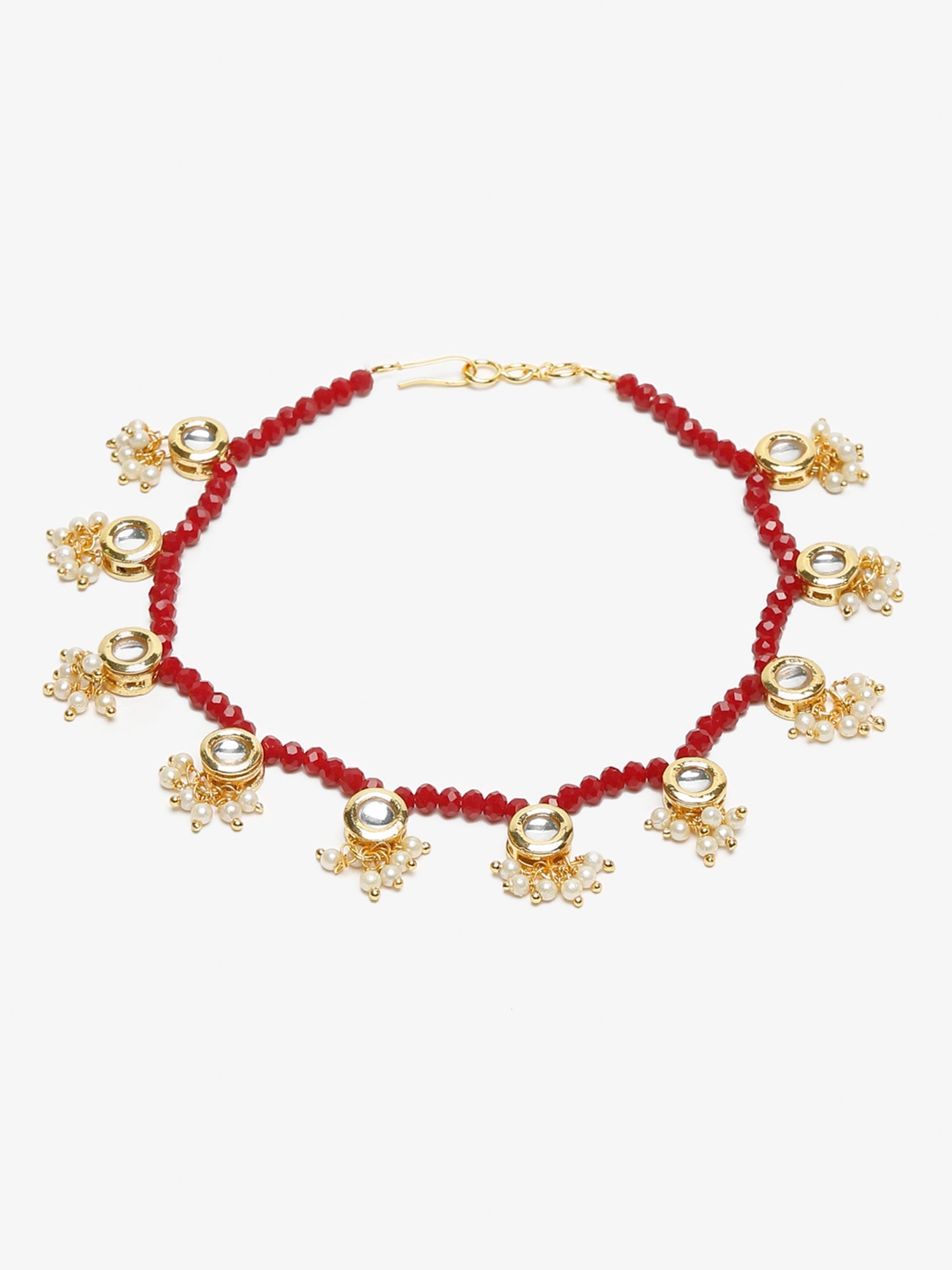 Women's Set Of 2 Red Anklets - Ruby Raang - Distacart