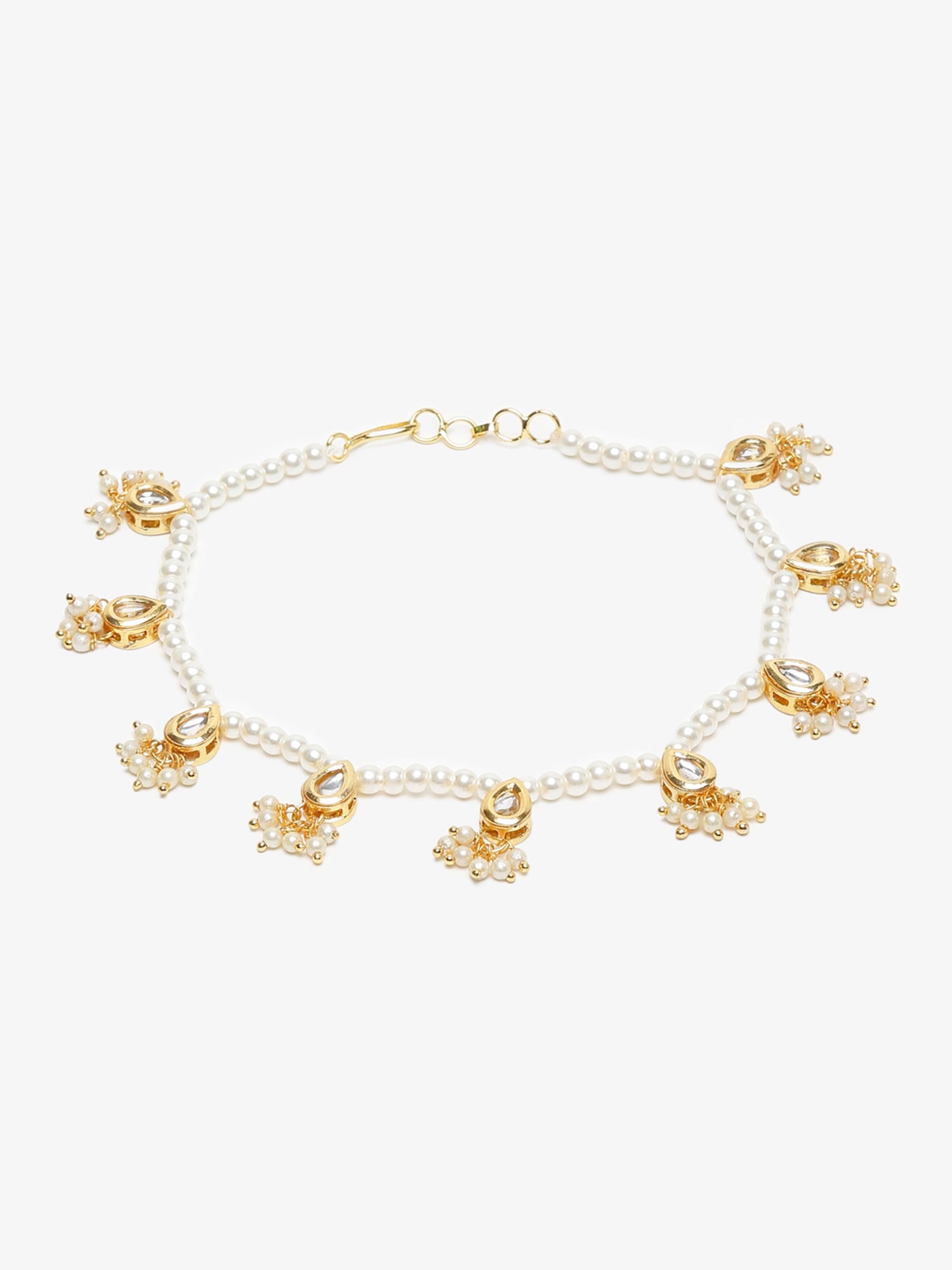 Women's White Gold Pearl Anklets - Ruby Raang - Distacart