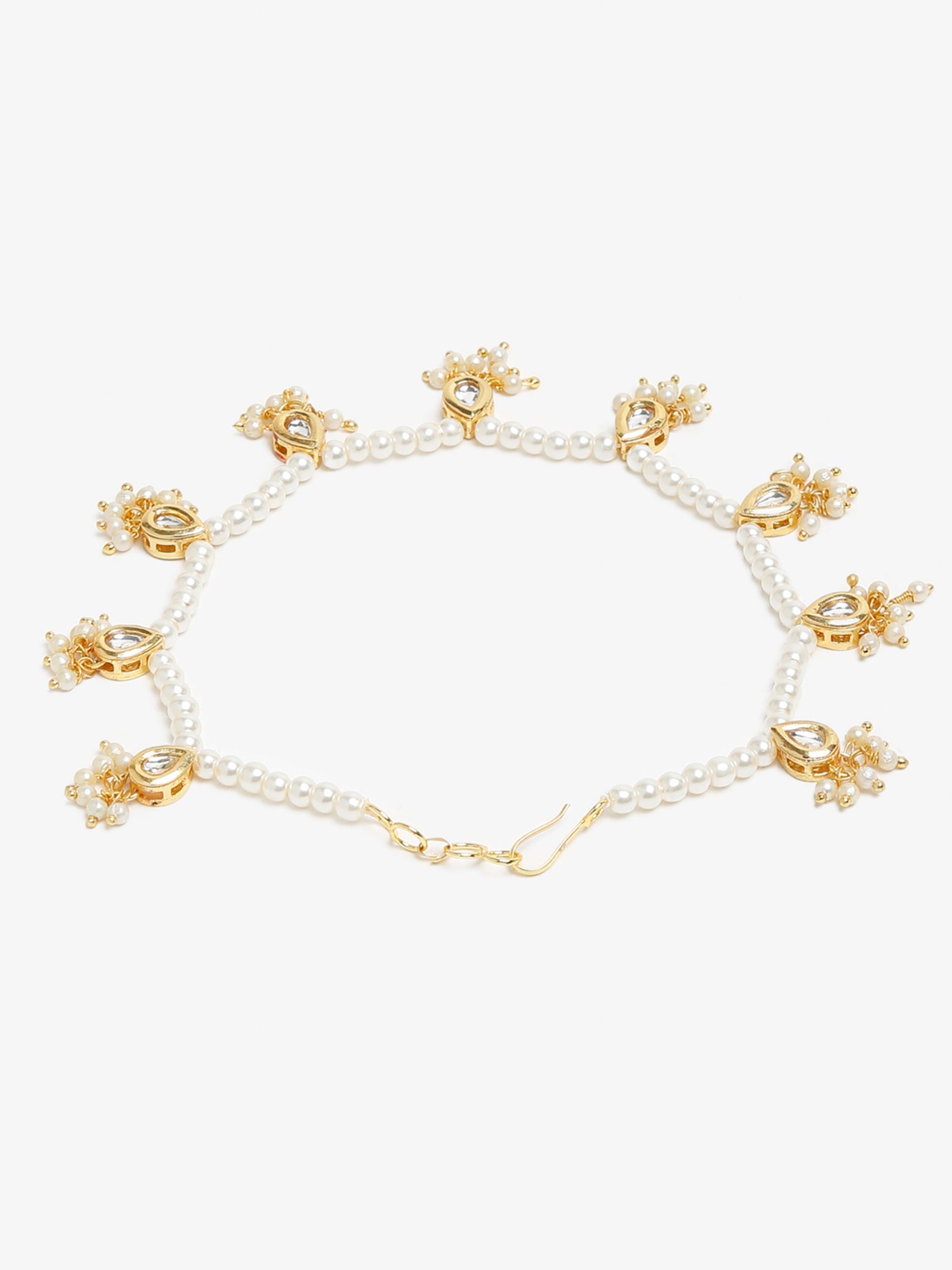 Women's White Gold Pearl Anklets - Ruby Raang - Distacart