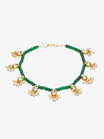 Thumbnail for Women's Green Gold-Plated Anklets Set Of 2 - Ruby Raang - Distacart