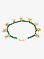 Thumbnail for Women's Green Gold-Plated Anklets Set Of 2 - Ruby Raang - Distacart