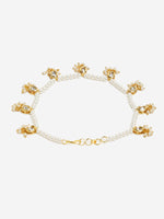 Thumbnail for White Gold-Toned Plated Kundan Anklets Set Of 2 - Ruby Raang - Distacart