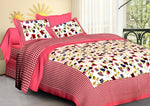 Thumbnail for Vamika Printed Cotton Pink & Multicolor Bedsheet With Pillow Covers (LEOC_CHKM_P) - Distacart