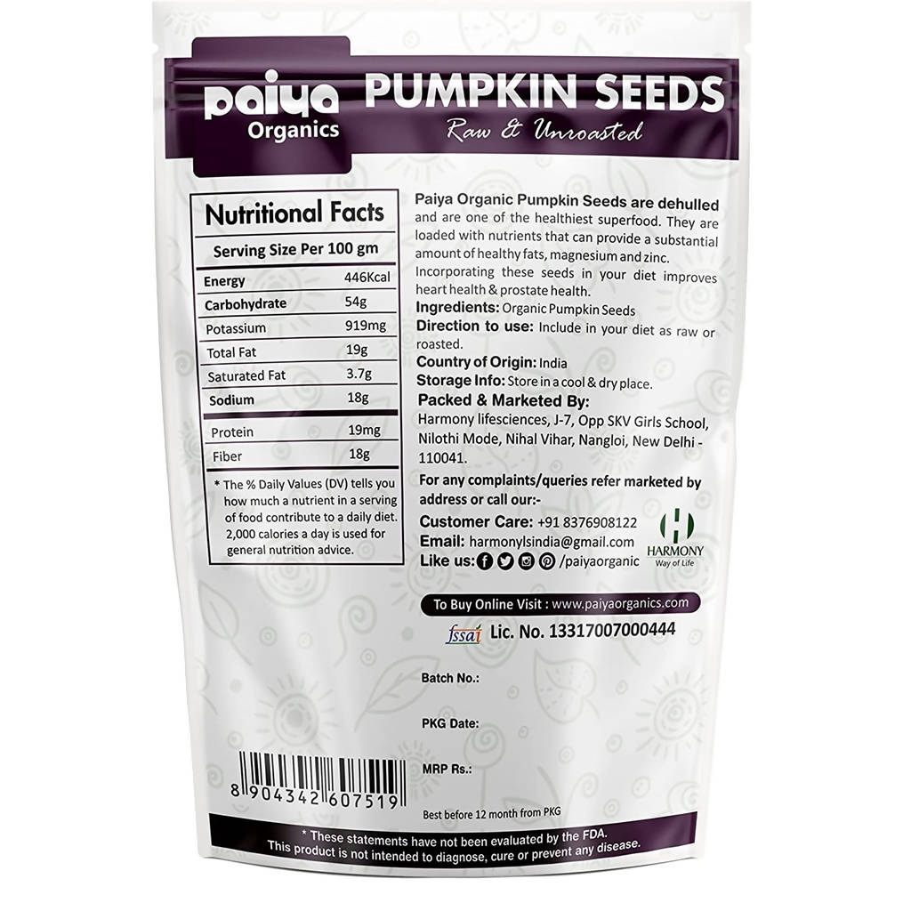 Paiya Organics Pumpkin Seeds - Distacart