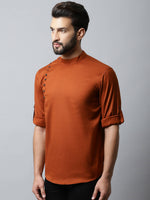 Thumbnail for Even Apparels Brown Color Linen Pure Cotton Men's Kurta With Side Placket (SLD1137) - Distacart