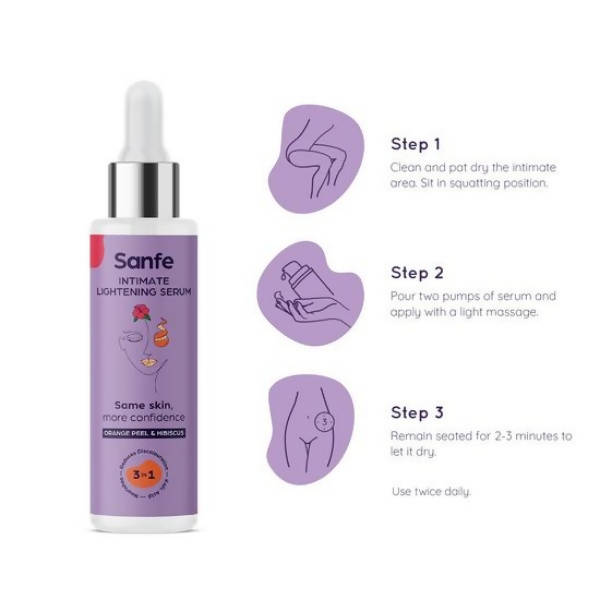 Sanfe Intimate Lightening Serum With Orange Peel + Brightening Intimate Scrub + Brightening Back And Bum Cream