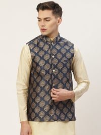 Thumbnail for Jompers Men's Navy Printed Nehru Jacket