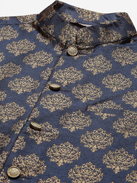 Thumbnail for Jompers Men's Navy Printed Nehru Jacket